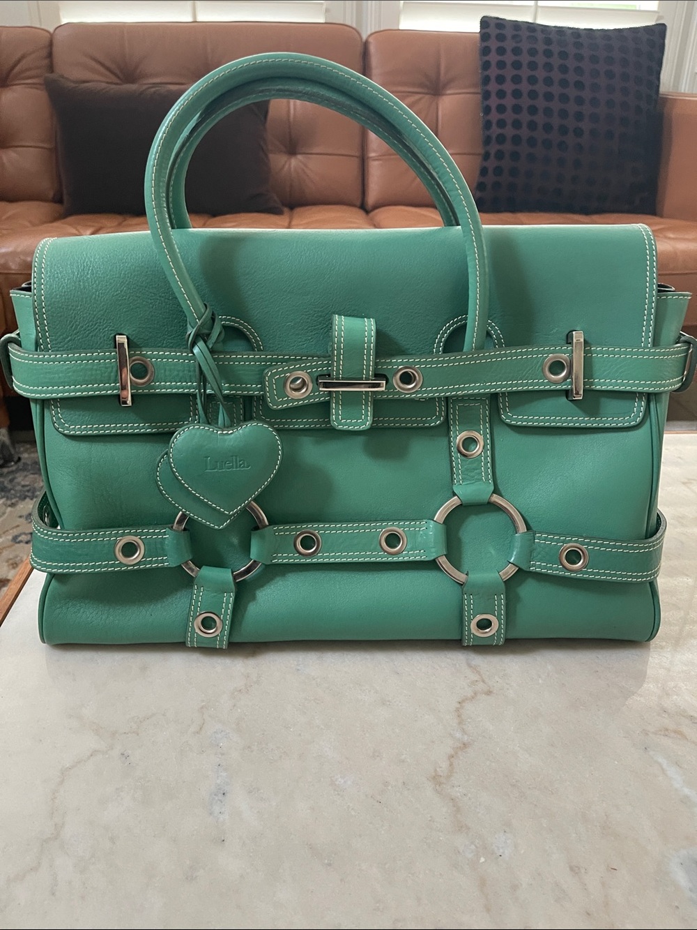 Luella Bartley Gisele handbag by Mullbery Teal Green Leather Satchel